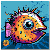 Puffer Fish Comic Retro - Painting by Numbers